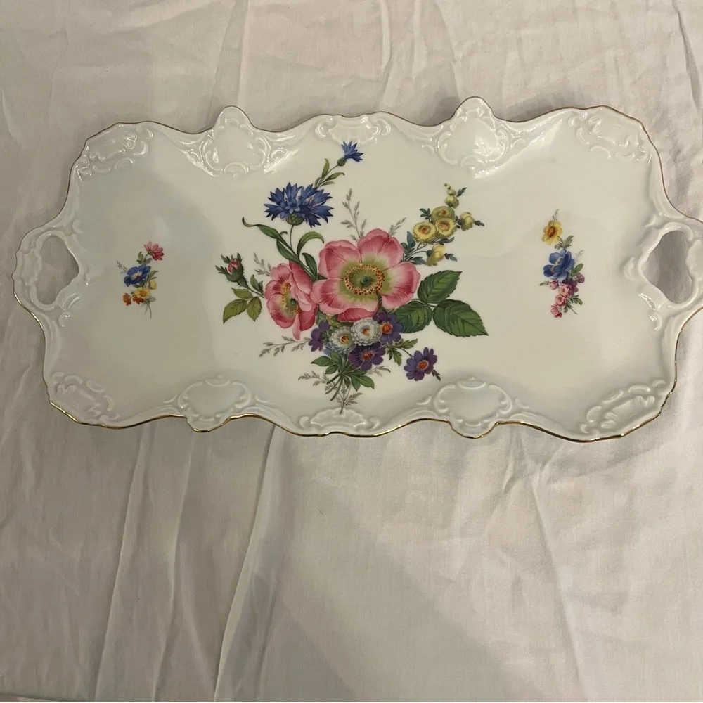 Vintage Kaiser West Germany Floral Porcelain China Trinket Tray Serving Dish - Picture 4 of 12